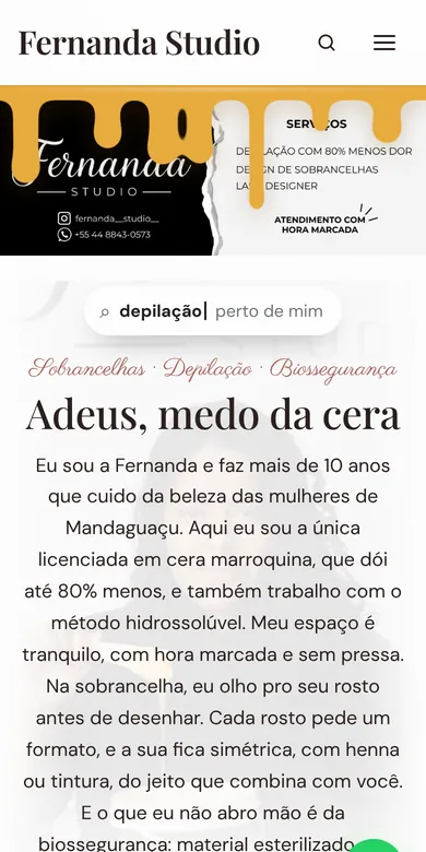 Site Fernanda Studio no celular