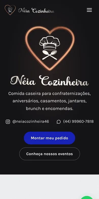Site Néia Cozinheira no celular