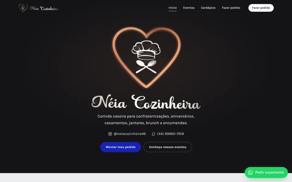 Site Néia Cozinheira no computador